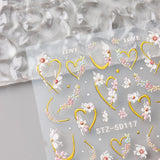 JMEOWIO 3D Nagelsticker Blume Nail Art Sticker Selbstklebend Nagelaufkleber 5D Stereoskopisk Frühling Sommer Floral Dekoration Nageldesign Zubehör 4 Blatt