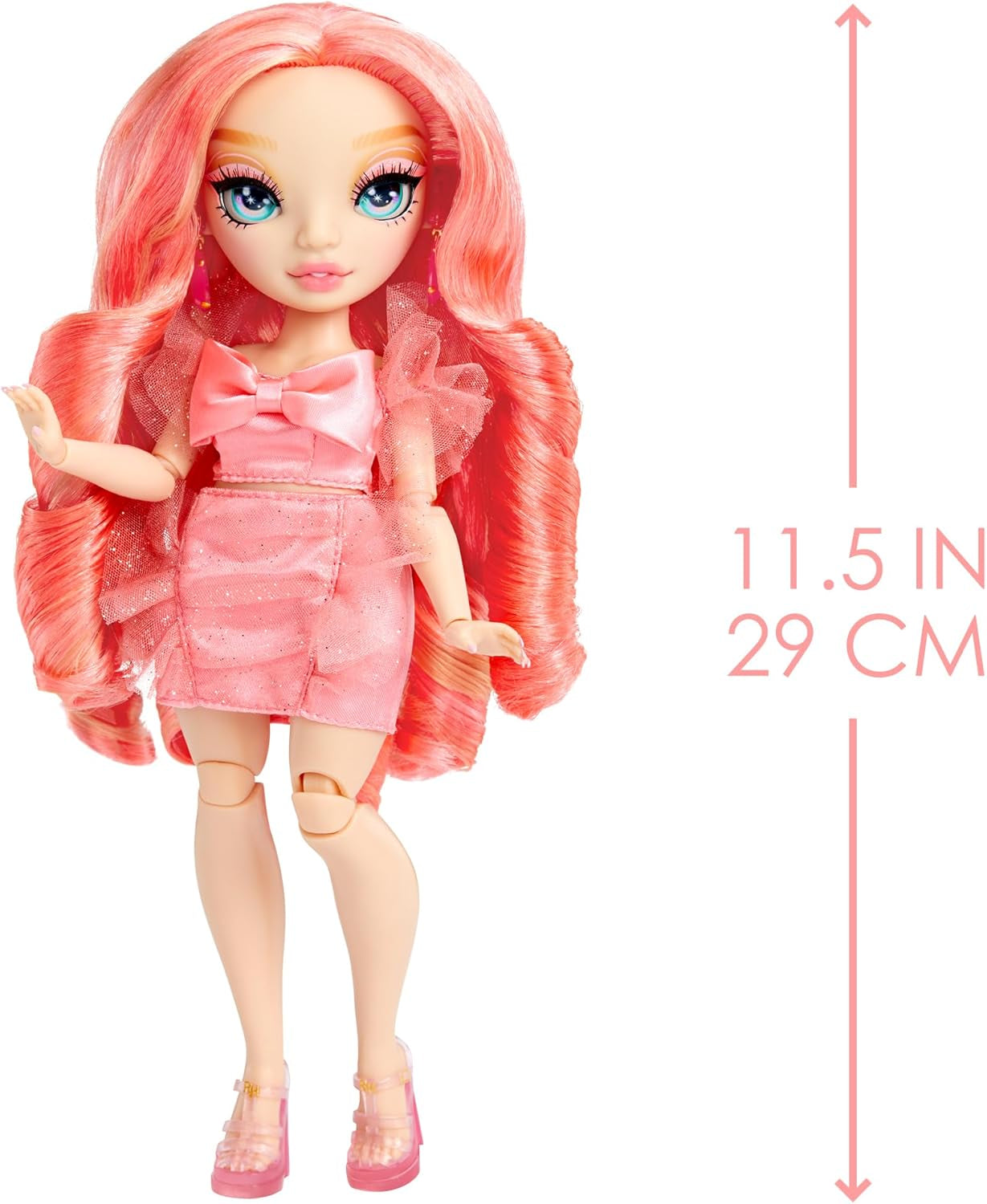 Rainbow High Fashion Doll - Pinkly Paige - Rosa modedocka i en modeoutfit - med glasögon och över 10 färgglada lektillbehör - Idealisk för 4-12 åringar och samlare