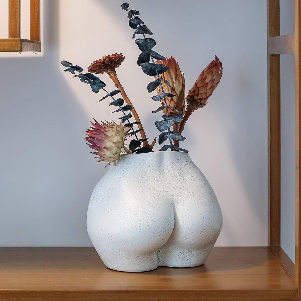Konstgjord kroppsvas, blomkruka för kvinnlig kropp med dräneringshål, modern blomkruka i harts, modern Boho-design, konstgjord krukväxt för inomhusinredning