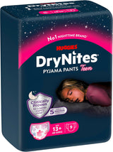 Huggies DryNites nattblöjor för sängvätning för flickor 13-17 år (48-60 kg) 27 Count (3x9) månadspaket trosblöjor