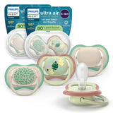 Philips AVENT ultraluftnappar - paket med 4 BPA-fria nappar som andas för bebisar 6-18 månader, inklusive bärväska och sterilisering, sköldpadda/valmönster (modell SCF085/66)