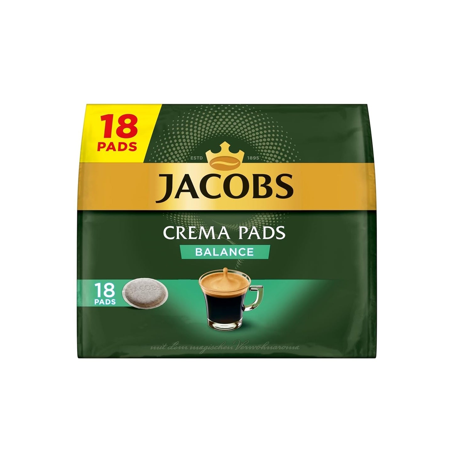 Jacobs Crema Balance Pads, Senseo-kompatibla pads, 5 x 18 Getränke, 90 Kaffeepads