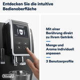 De'Longhi Dinamica Plus ECAM 370.70.B helautomatisk espressomaskin med LatteCrema mjölk, cappuccino och espressosystem, 3,5 tums TFT färgpekskärm och appkontroll, kaffefunktion, svart