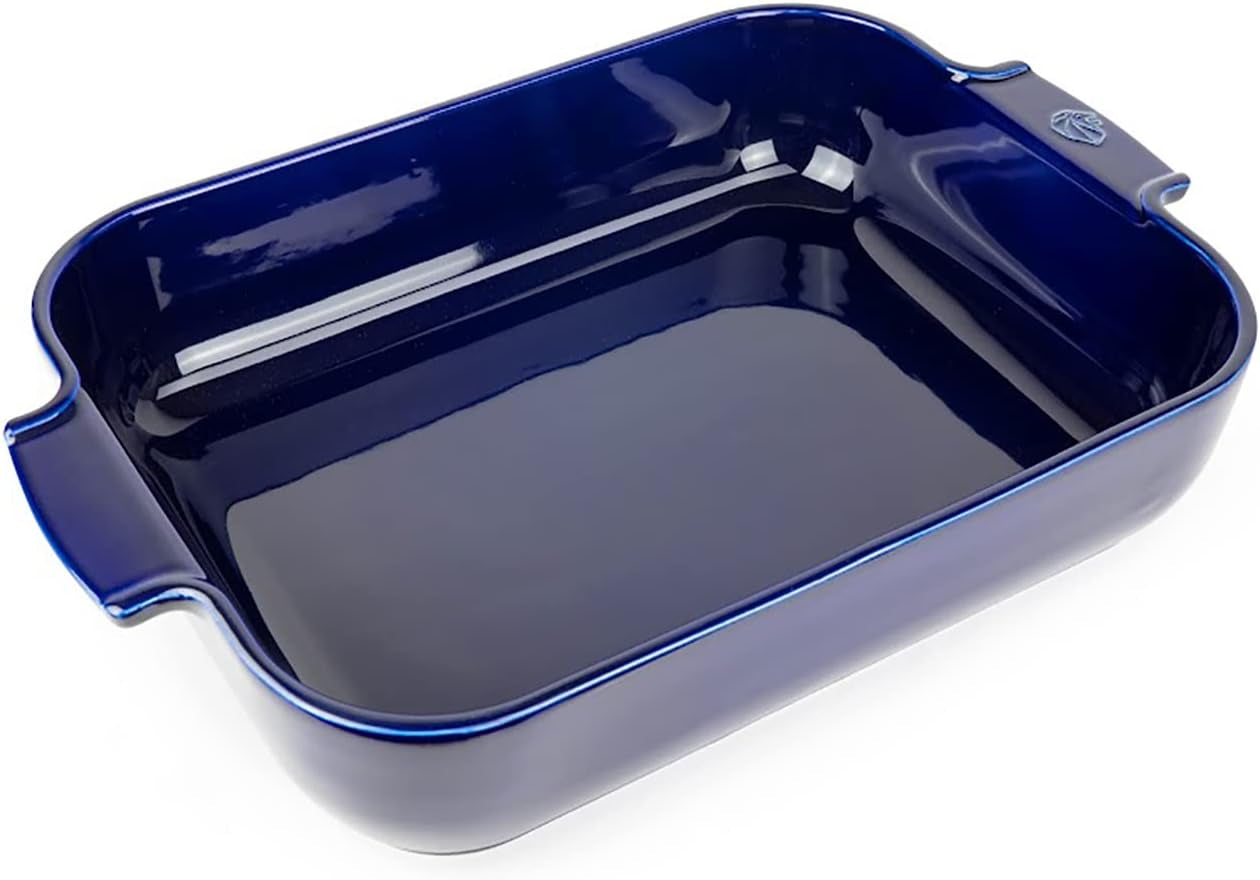 Peugeot Appolia Rechteckige Auflaufform Mit Griffen, Keramik, Schiefer / Grau, 8,3X40,5X27,2 Cm, Fassungsvermögen: Ca. 4 L, 60022 Bakformar och plåtar Naty Shop Blau