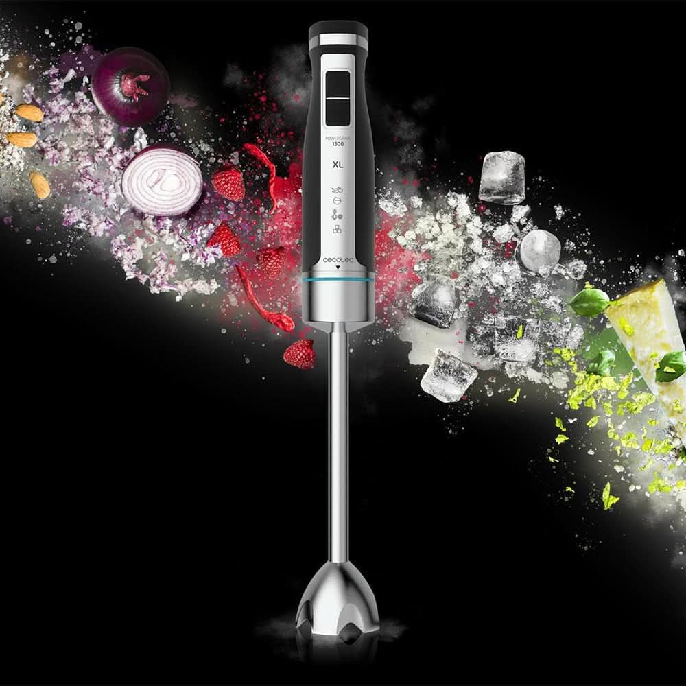 Cecotec Hand-Mixer Powergear 1500 - Klingen Aus Titanium Beschichtung, 21 Geschwindigkeitsstufen, 1500 W, Inklusiv Glas Mit Deckel. (Schwarz Und Edelstahl, XL) Kitchen Naty Shop