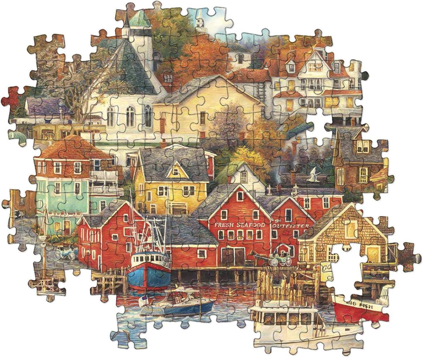 Clementoni - 31685 Collection Puzzle - Good Times Harbor - Pussel 1500 bitar från 14 år, vuxenpussel med gömda föremål, skicklighetsspel för hela familjen, medium Puzzle Naty Shop