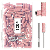 BLESWIN 100 st Små slipband för spikborr, finkornig 240 st med 2 st 3 mm borr, minislipband för polering av naturliga naglar och rengöringsnagelband för prep, rosa
