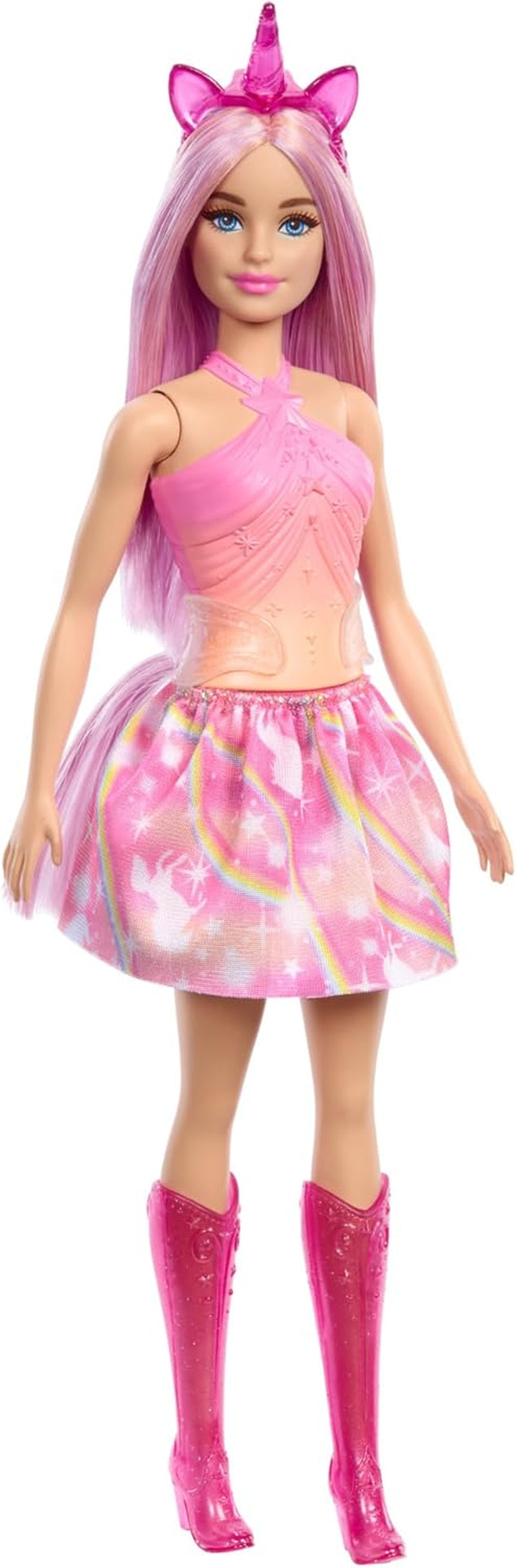 Unicorn Barbie Dolls med färgglatt fantasihår, färggradientkläder och fantasiaccessoarer runt enhörningstemat, HRR13 Naty Shop Dolls Standardtitel
