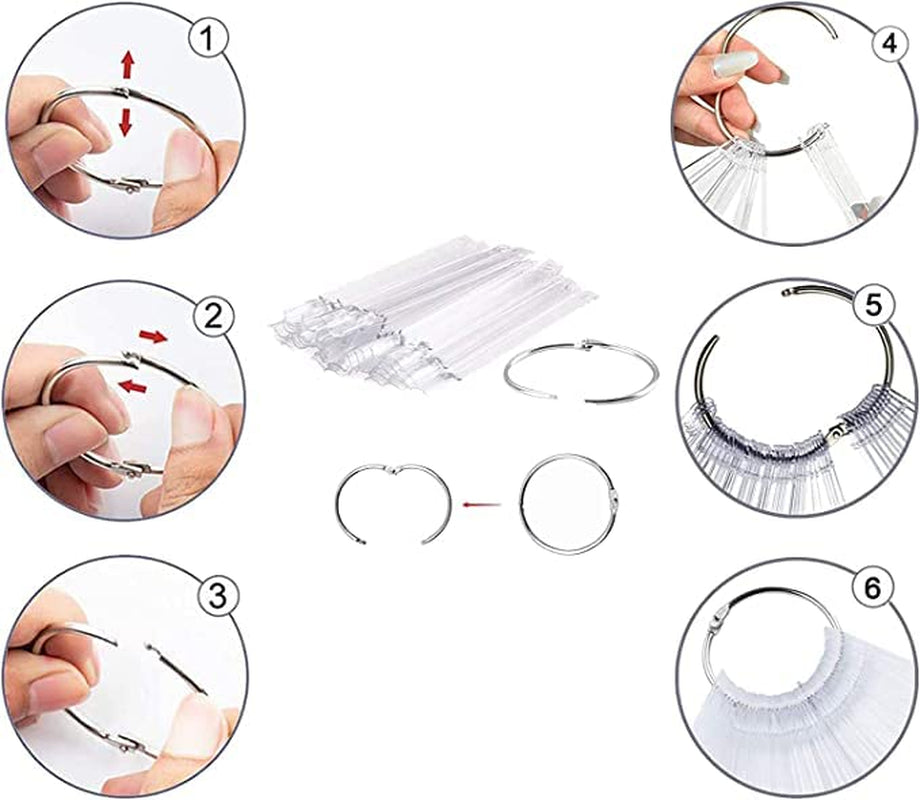 Nageldisplay, 40 pinnar konstgjorda nagellack, kapslar, praktisk fläkt, nagelkonst