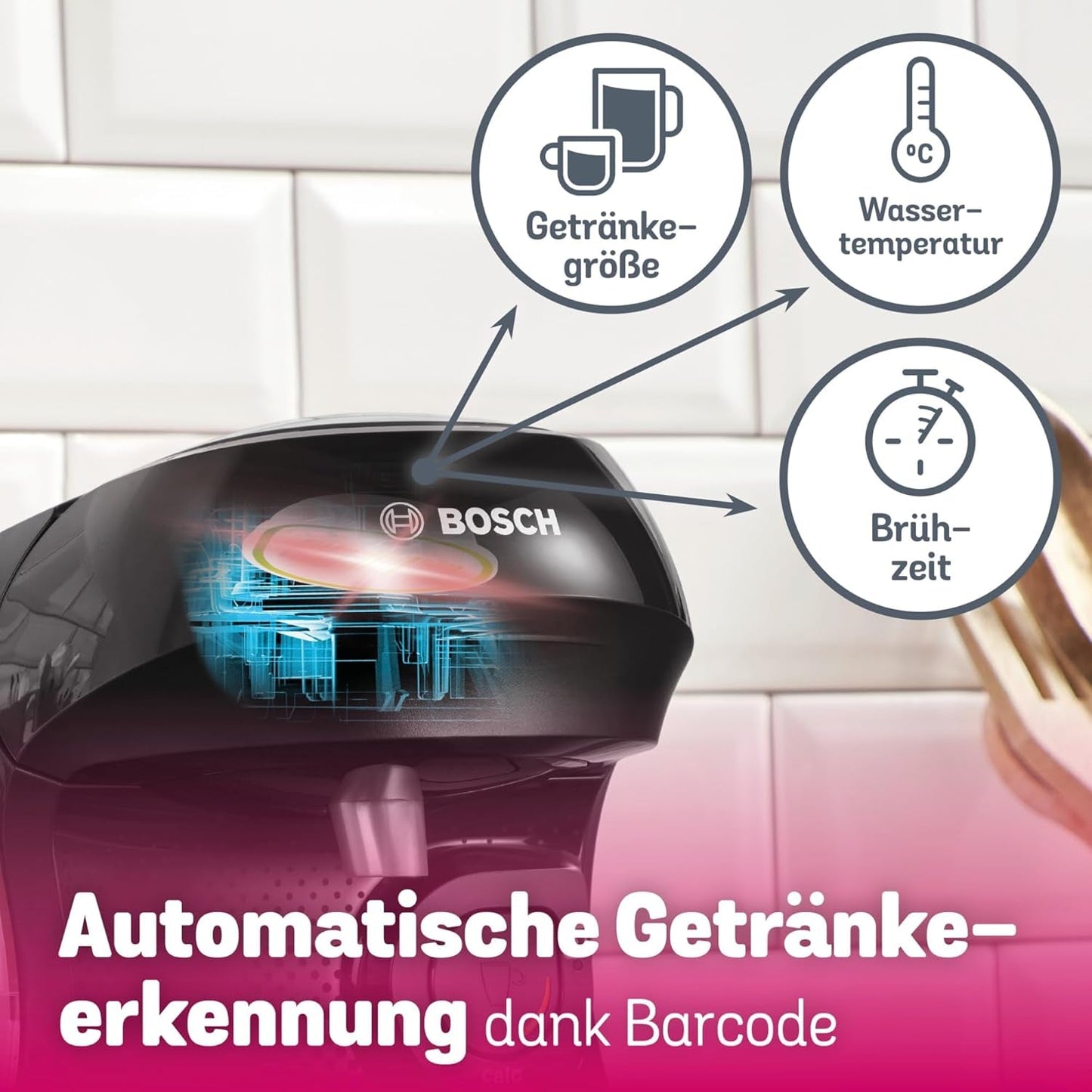 Bosch Tassimo Happy Friendly TAS102E Kapselespressomaskin, 70+ drycker, Lämplig för alla koppar, Auto-Stop, Hållbar, Perfekt Dosering, Utrymmesbesparande, 1400W, Svart
