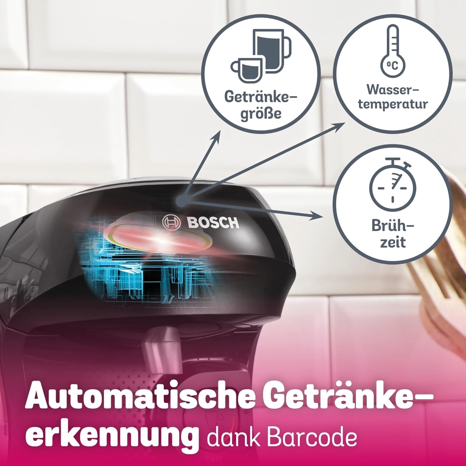 Bosch Tassimo Happy Friendly TAS102E Kapselespressomaskin, 70+ drycker, Lämplig för alla koppar, Auto-Stop, Hållbar, Perfekt Dosering, Utrymmesbesparande, 1400W, Svart