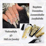 30st Nagelbågar i metall, Guld Silver Gråa rosetter, Nageltillbehör, Nageldekorationer för kvinnor och flickor, Nail Art Design