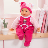 Funktionspuppe Hello Baby mit Geräuschen, bewegt den Mund, interaktiv Puppe, Babypuppe, med Zubehör, 46cm, rosa