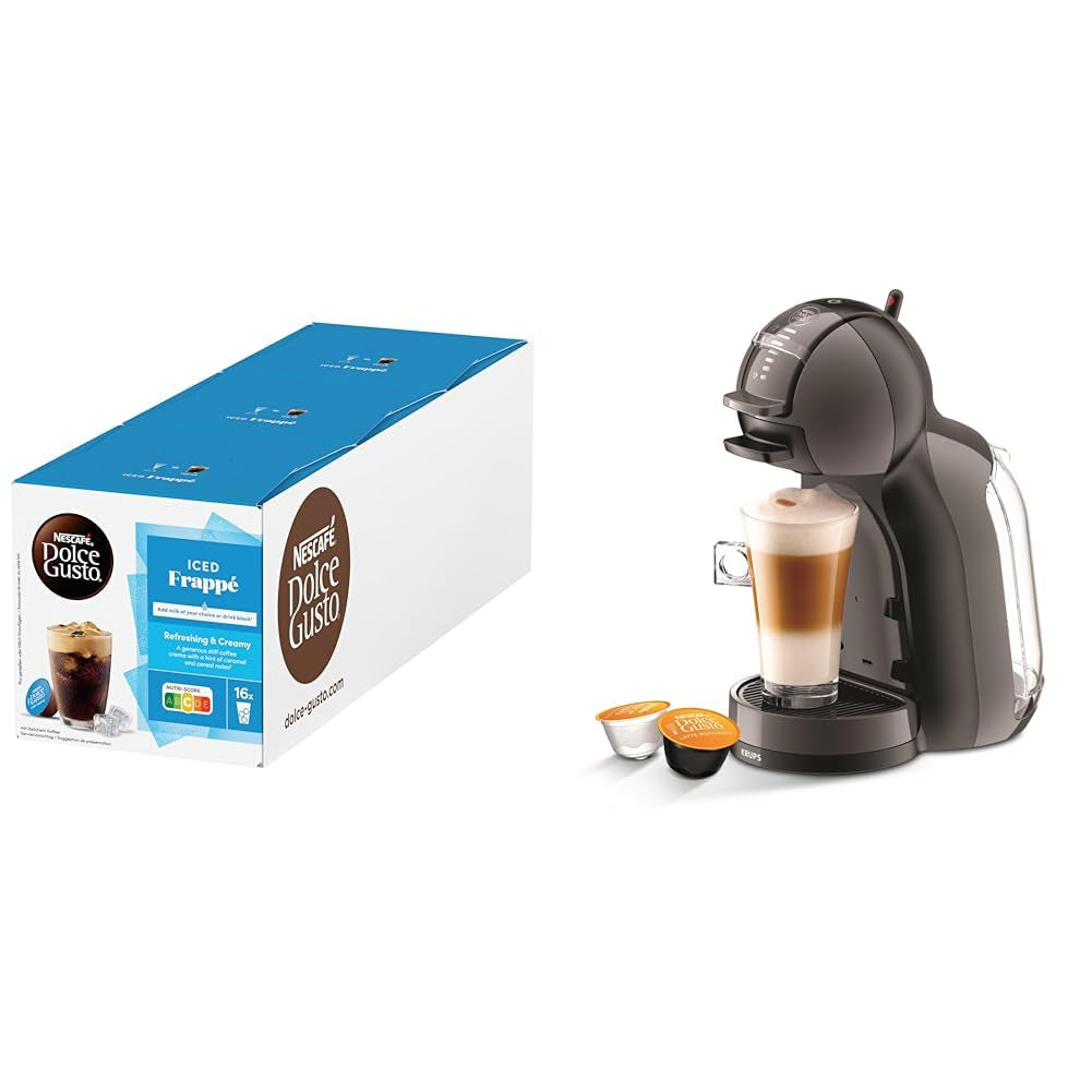 NESCAFÉ DOLCE GUSTO MINI ME by KRUPS schwarz/anthrazit automatic Kaffeekapselmaschine mit NESCAFÉ Dolce Gusto Iced Frappé, 3er Pack (3 x 16 Portions)