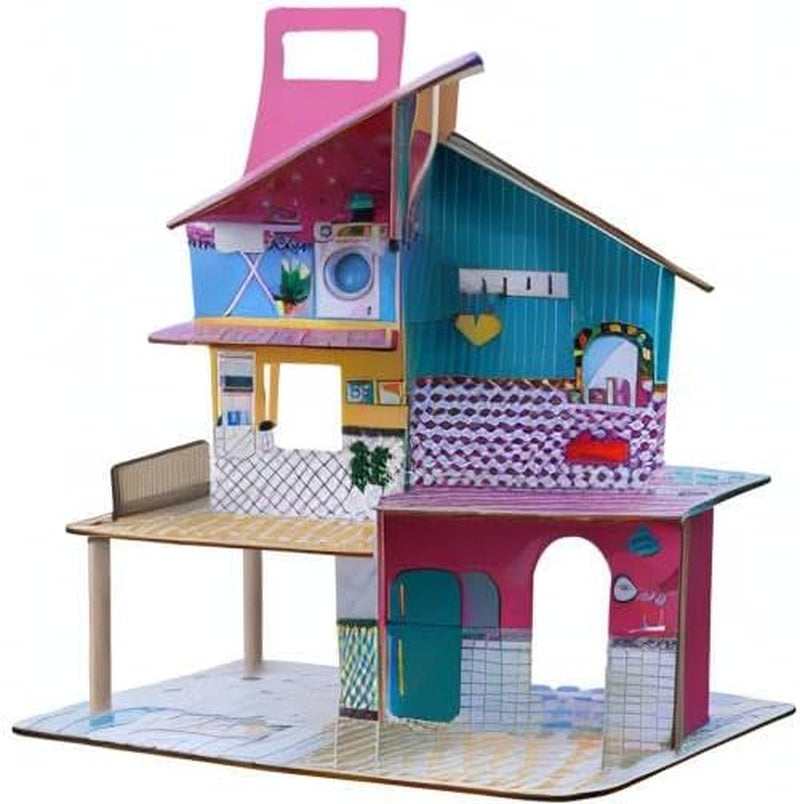 Olivia's Little World 360 dockhus i trä för barn, 3,5" dockor och 12 tillbehör, flerfärgad TD-13260C