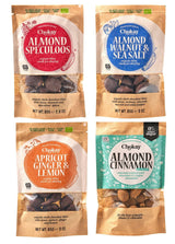 Set med 4 ekologiska bites - kanelmandlar/kanelmandlar i belgisk mörk choklad/utan tillsatt socker, inga sötningsmedel/VEGAN & FAIR TRADE / 4 x 85g