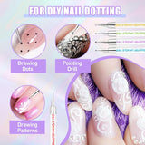 Sularpek 6 Stück Nagel Pinsel, Nagel Pinsel, Pinsel Nageldesign, Nagel Pinsel Set, Nail Art Dotting Tools Mit 1 Sponge Brush Applikator, Nageldesign Zubehör Für DIY Nail Art Design