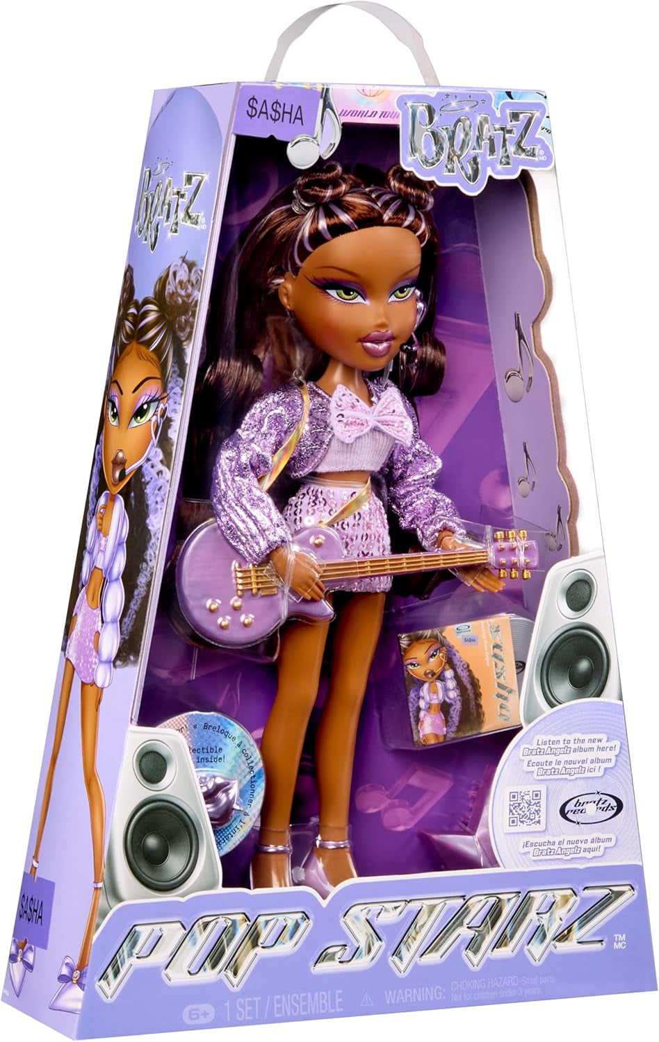 BRATZ Pop Starz Sasha – Modedocka med samlarnyckelring, outfit och musiktillbehör