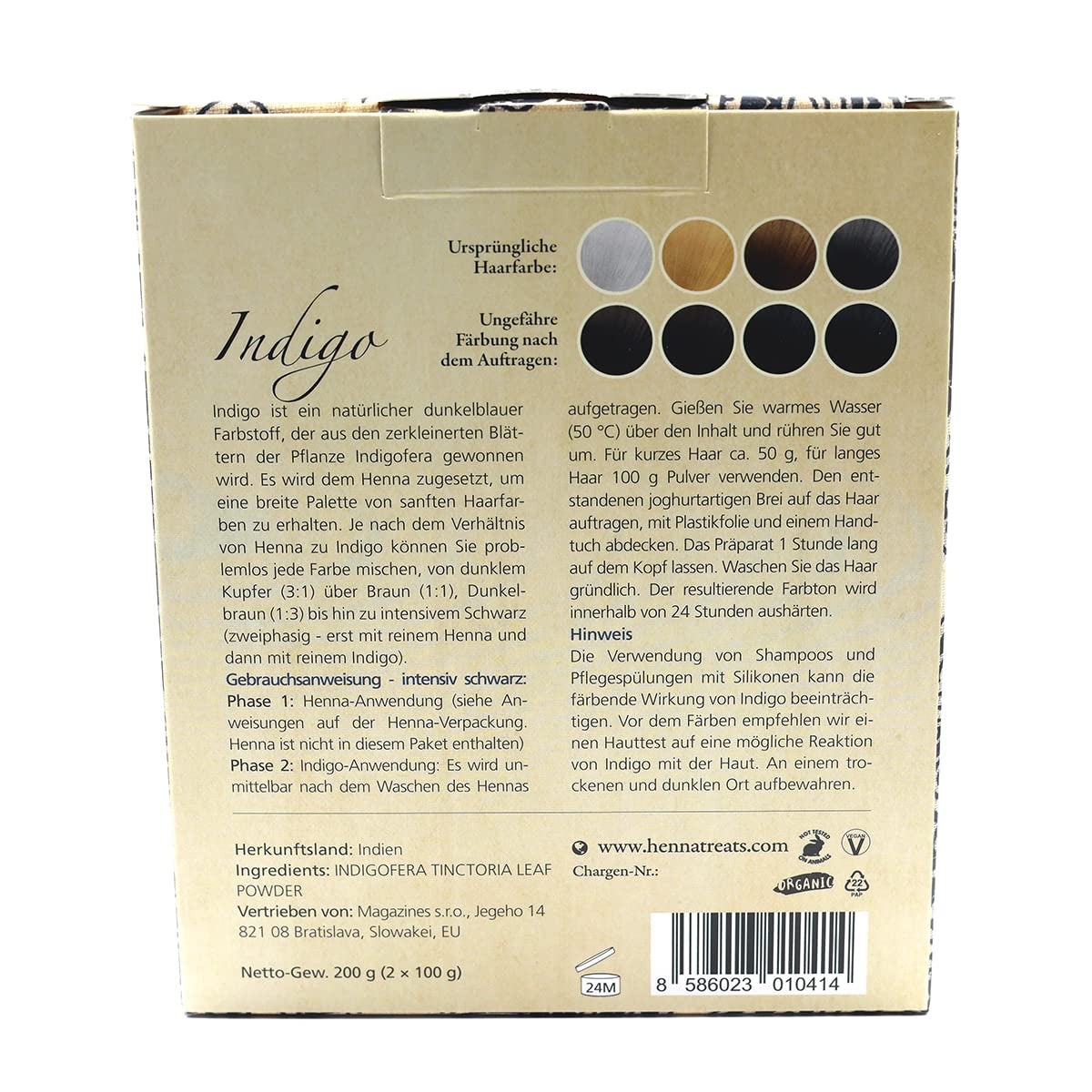 Indigo - Svart - Naturlig hårfärg - Pulver - 200g Hårfärgning Naty Shop