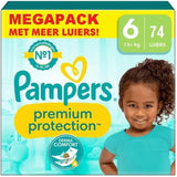 Pampers Premium Protection Storlek 6, 74 Blöjor, 13kg+, #1 för komfort och skydd för känslig hud