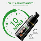 Instant Black Hair Shampoo, Natural Hair Dye Shampoo, 100 % Grey Cover - Enkelt och snabbt, Semi Permanent Color for Black Hair, Hårfärgning Shampoo för män och kvinnor Hårfärg Naty Shop
