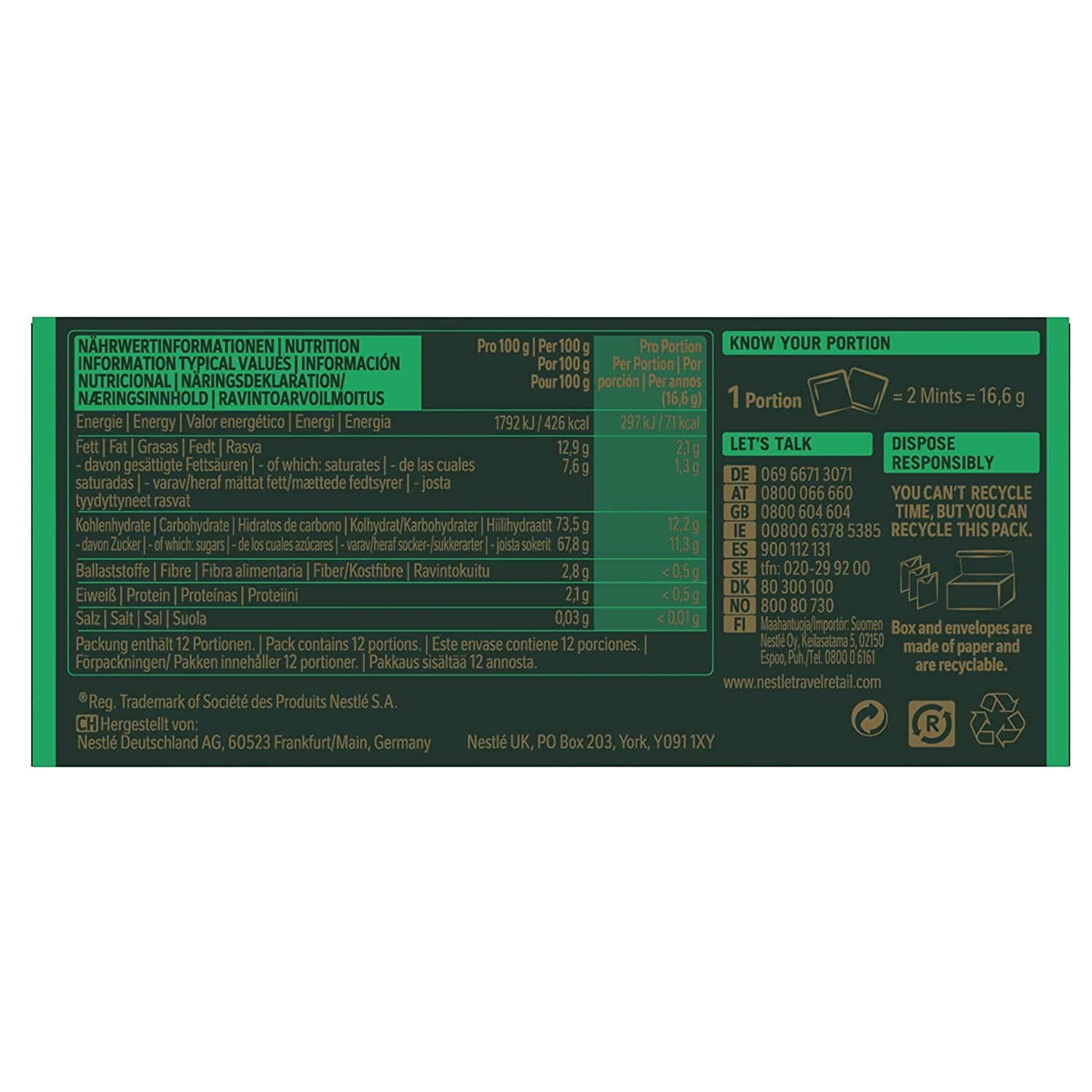 NESTLÉ AFTER EIGHT tunna mörka chokladrutor med mintgräddefyllning för finsmakare Paket om 5 (1 x 200g)