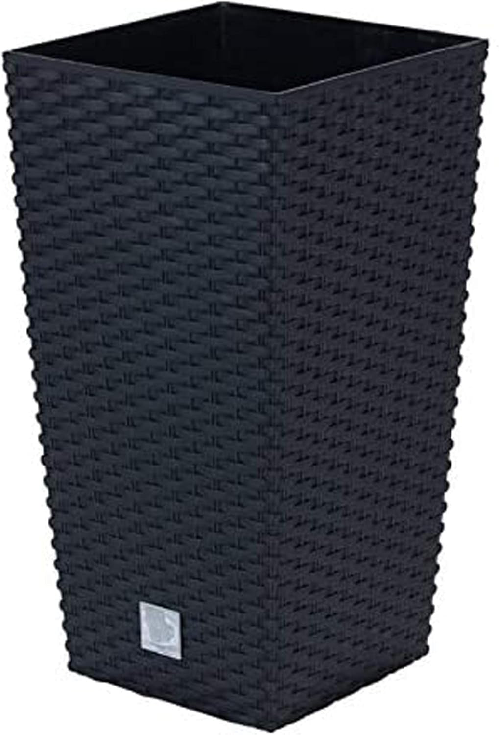 Prosperplast krukor/krukor i rottinglook med insats | 32,5 x 32,5 x 61 cm | antracit | väder- och UV-beständig | gjord av robust plast | för interiör och exteriör