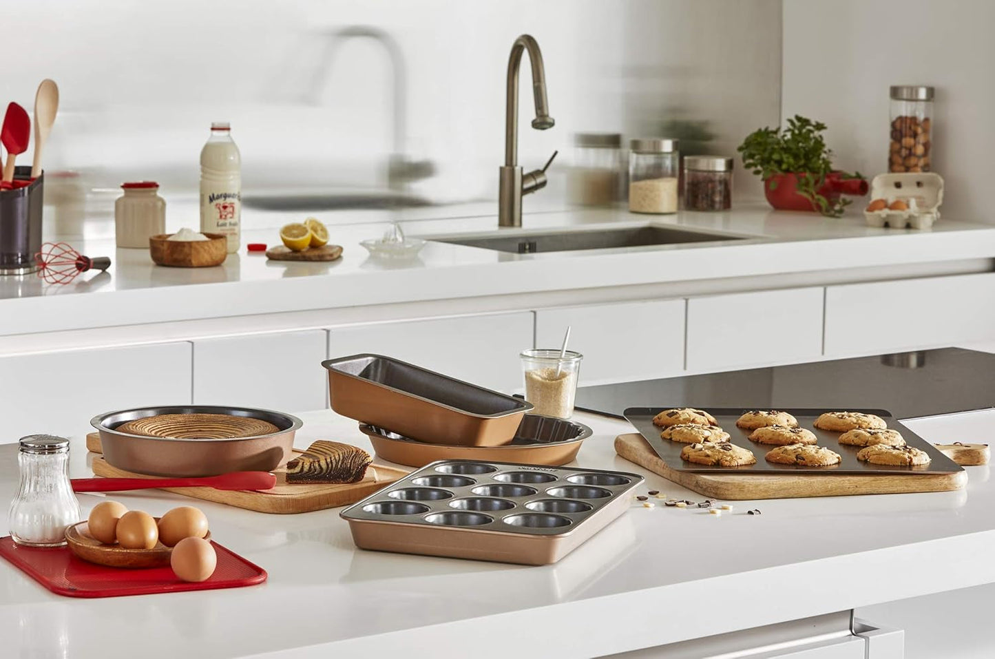 Tefal Airbake J2555014 Muffinform, Antihaftbeschichtung, Karbonstahl, Braun, 29 X 41 Cm Formar och plåtar för bakning Naty Shop