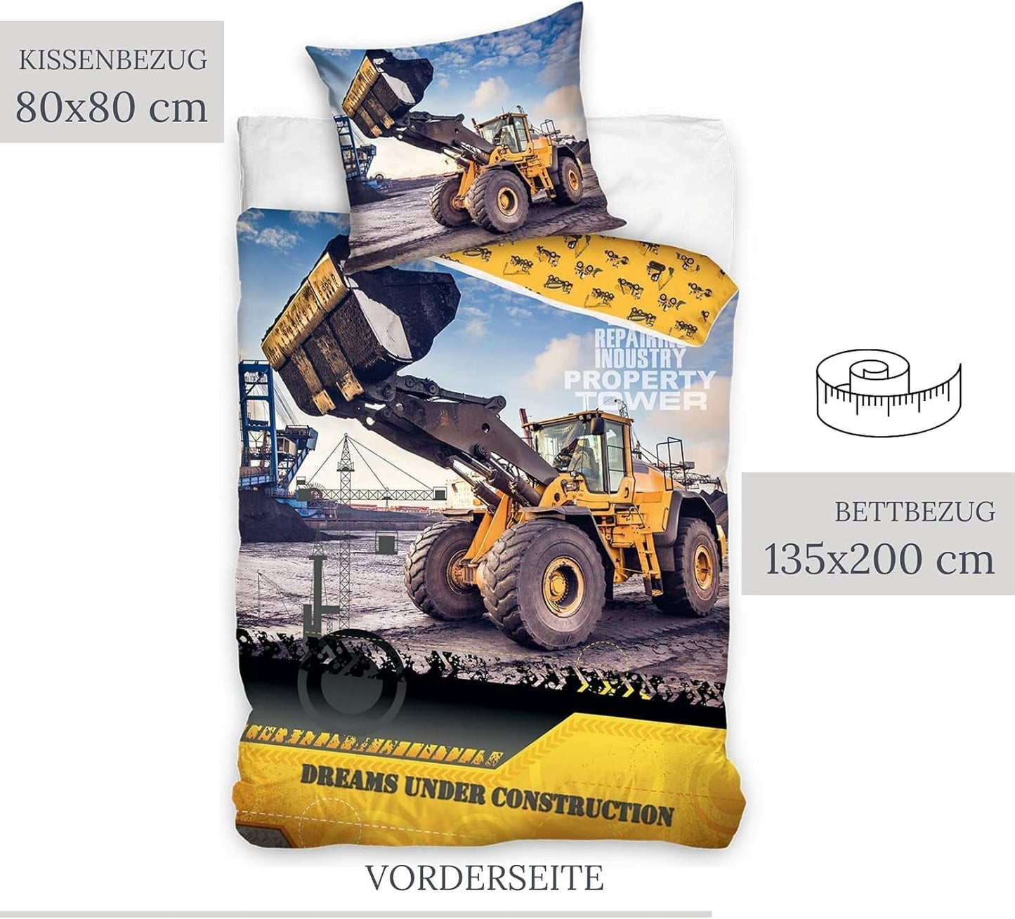 Sängkläder för barn, grävmaskin, bomull Sängkläder - barn Naty Shop
