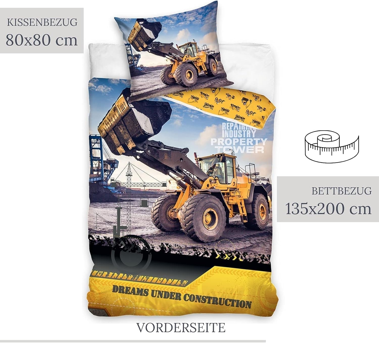 Sängkläder för barn, grävmaskin, bomull Sängkläder - barn Naty Shop