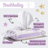 Millis Bamboo Baby Sensitive våtservetter för ömtålig babyhud - 5 x 60 stycken - Naturlig, skonsam och hållbar rengöring - Biologiskt nedbrytbara babyservetter, plastfria och alkoholfria