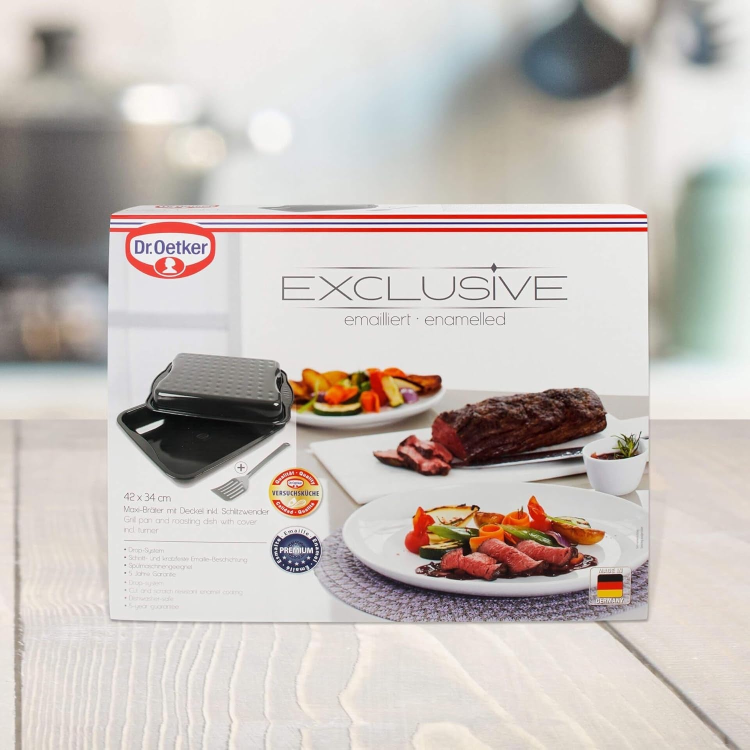 Dr. Oetker Maxi Fritös med stållock, familjens fyrkantiga stekform för kyckling och grönsaker Bakformar och plåtar Naty Shop