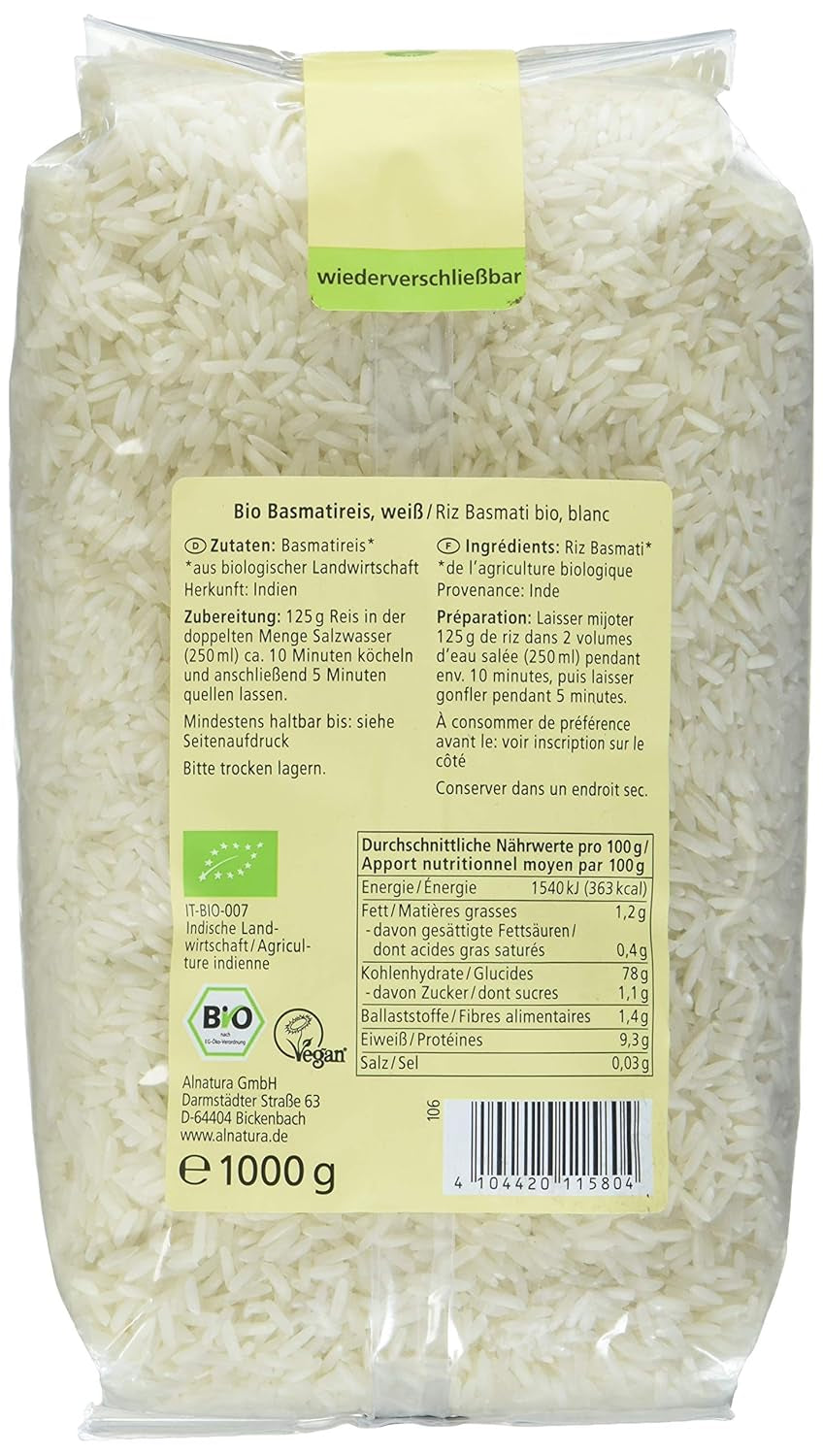 Ekologiskt Himalaya vitt Basmatiris, 1 kg