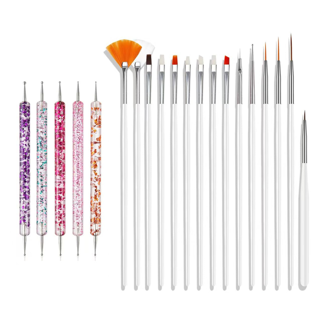 Nail Art Pinsel Set, 20st Nageldesign Malerei Pinsel, Professionelle Nail Art Design Pinsel, Nail Fine Liner Pinsel, Rosa