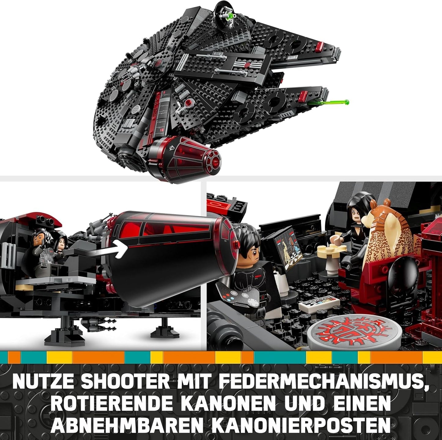 LEGO Star Wars Dark Millennium Falcon, Rymdskeppsset, Byggleksak för barn, Födelsedagspresent för pojkar, tjejer och fans, Äventyrsleksak 75389 Byggset Besuche den LEGO-Store