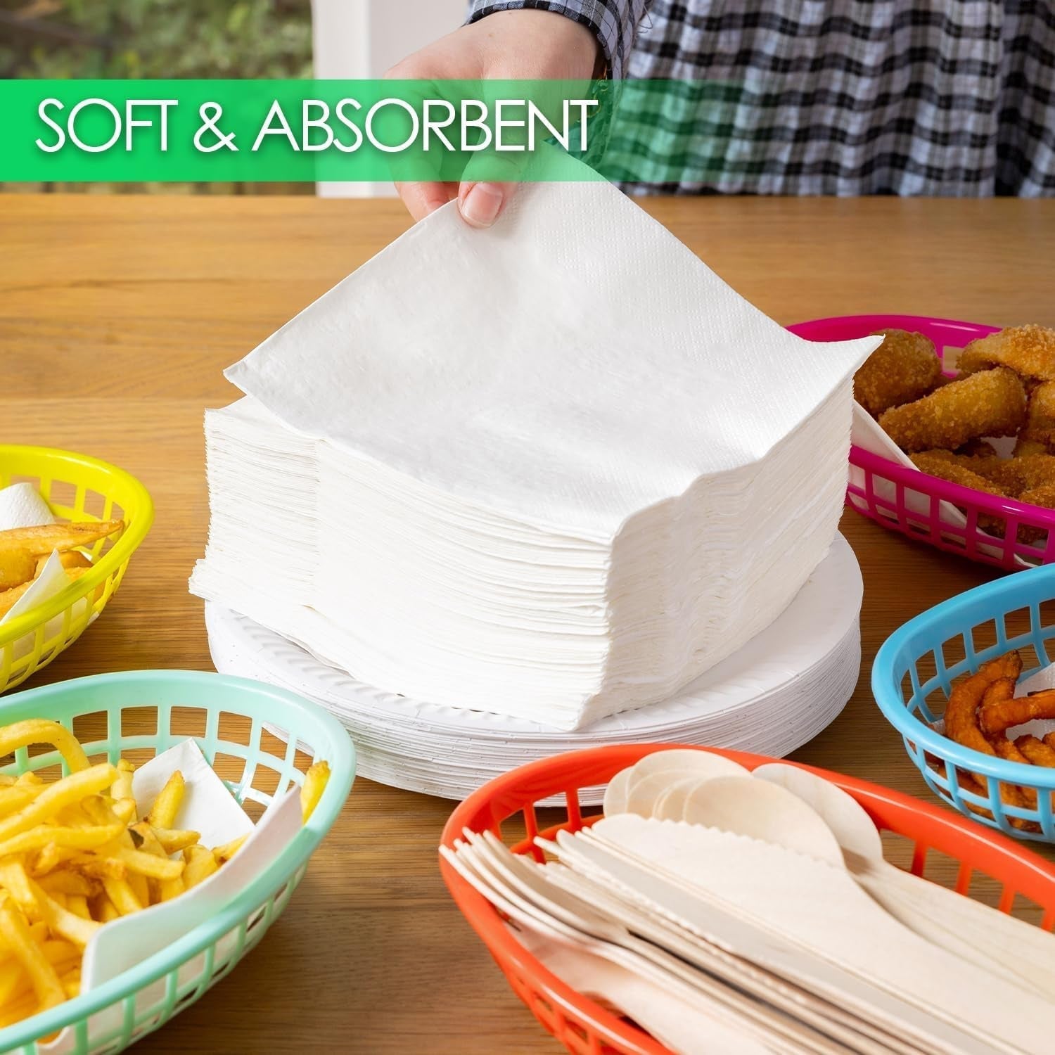 Table Kind 100 White Soft Napkins in Bulk, High Quality Napkins for Party, Catering and Daily Use, FSC, Sustainable and Recyclable, Made in EU | 2Ply | 33 cm