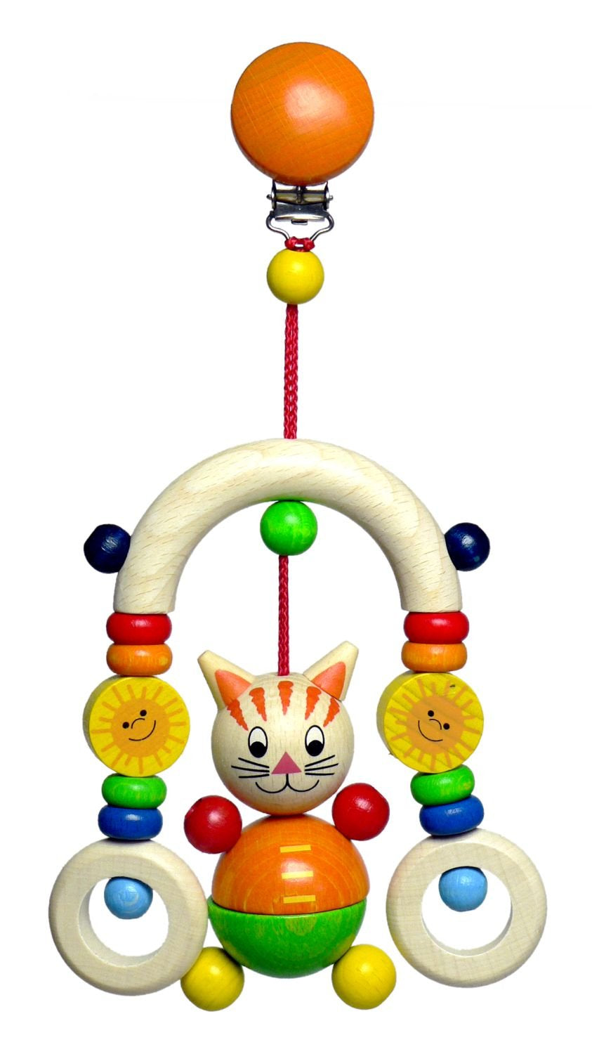 Träleksak 13510 - Mini trätrapets, Mika the cat-serien, för barn, handgjord, ca. 21 x 11 x 5,5 cm, med hängklämma Baby Toys Naty Shop Standardtitel