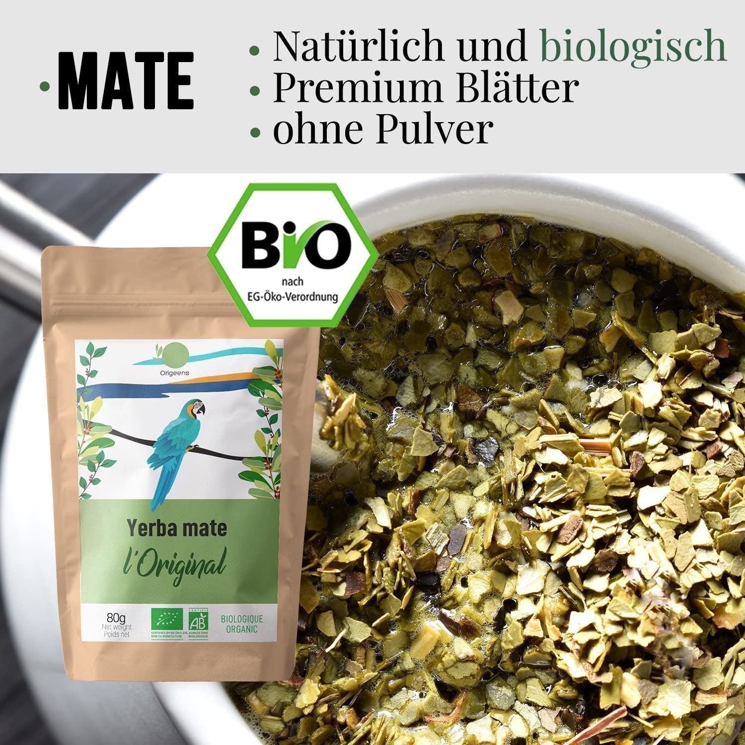 ORIGEENS MATE TE-SET Med portugisisk matekopp, bombilla och BIO Yerba Mate-te - Original presentset
