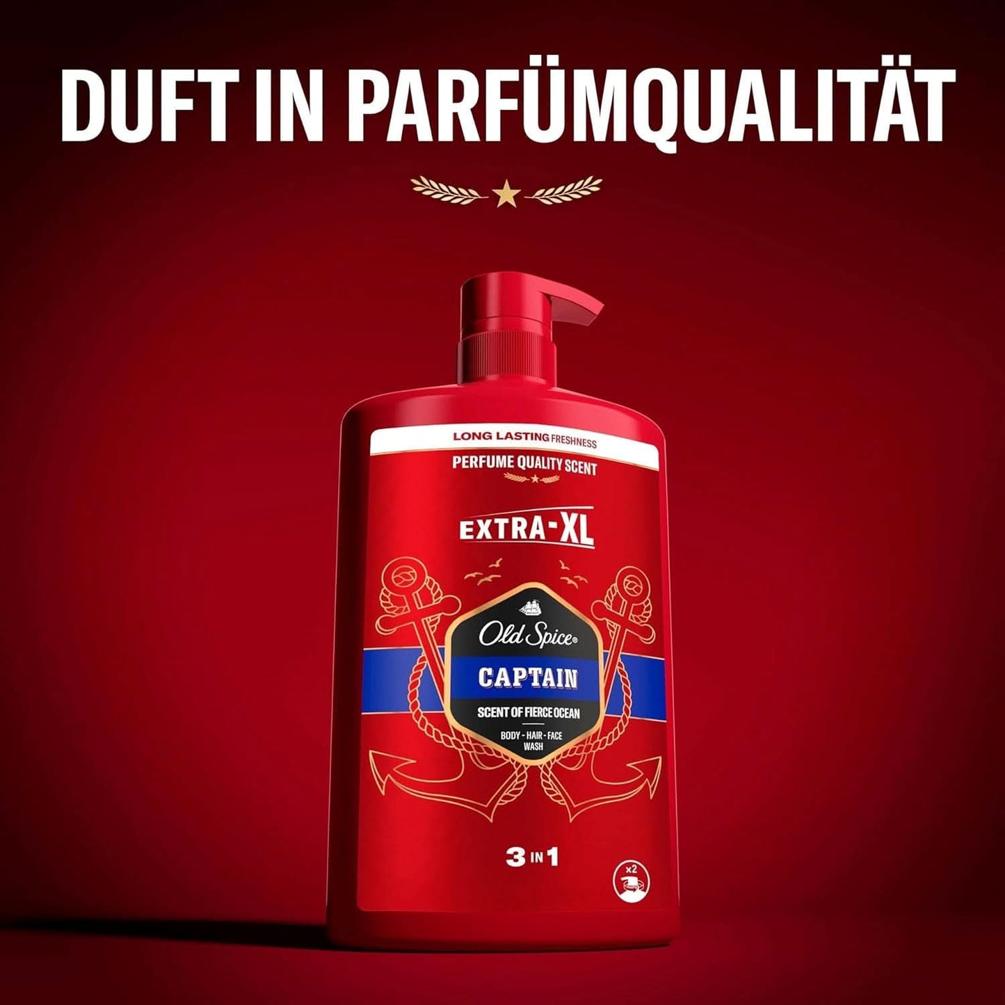 Old Spice Captain 3-i-1 duschgel och schampo för män, 1 liter dusch & bad Naty Shop