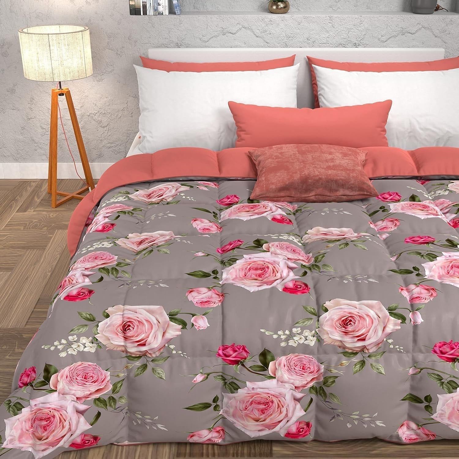 PETTI Artigiani Italiani - Vintertäcke, Vintertäcke, Enkelt täcke, Dubbelsidigt, Enfärgat och digitalt tryck, 100 % hypoallergen mikrofiber, Tillverkad i Italien