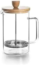 Fransk kaffebryggare, kaffepress, kaffebryggare med kolv, kaffekanna med fransk filter, 3 koppar, 0,35 l, stål och trä