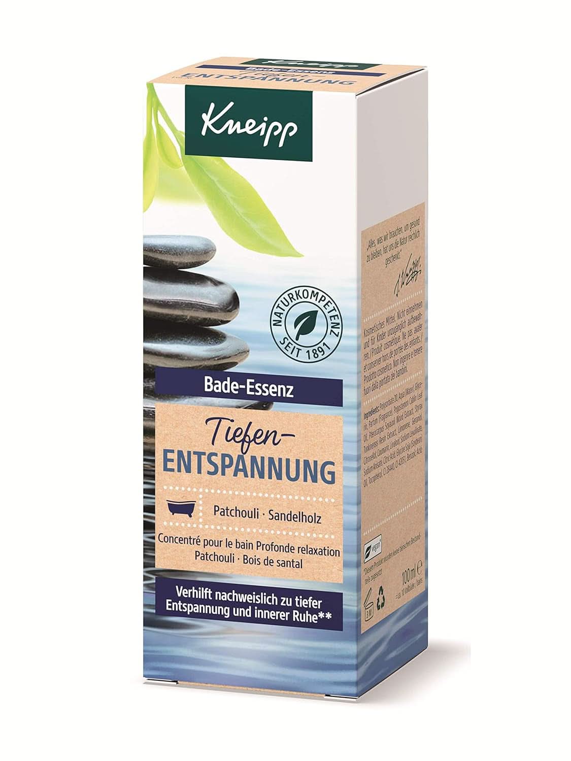 Kneipp, badolja med naturlig patchouli eterisk olja och sandelträextrakt för djup avslappning och lugnande, 100ml Naty Shop