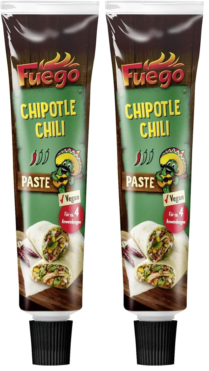 - Chipotle Chili Paste, kryddiga mexikanska rätter, Für 4 Anwendungen, Vegan, 1 x 40 g