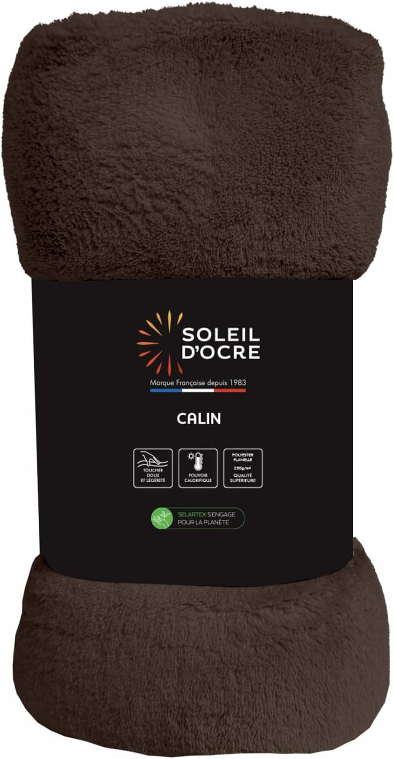 Soleil D'Ocre, flanellfilt, 220 X 240 Cm, Calin, brun Täcken och täcken Naty Shop Brun 220 X 240 Cm