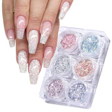 GZSY Nail Art Strasssteine ​​Nagel Perlen Weiß 12Raster Nagel Charms Nageldesign Zubehör Perle Nail Art