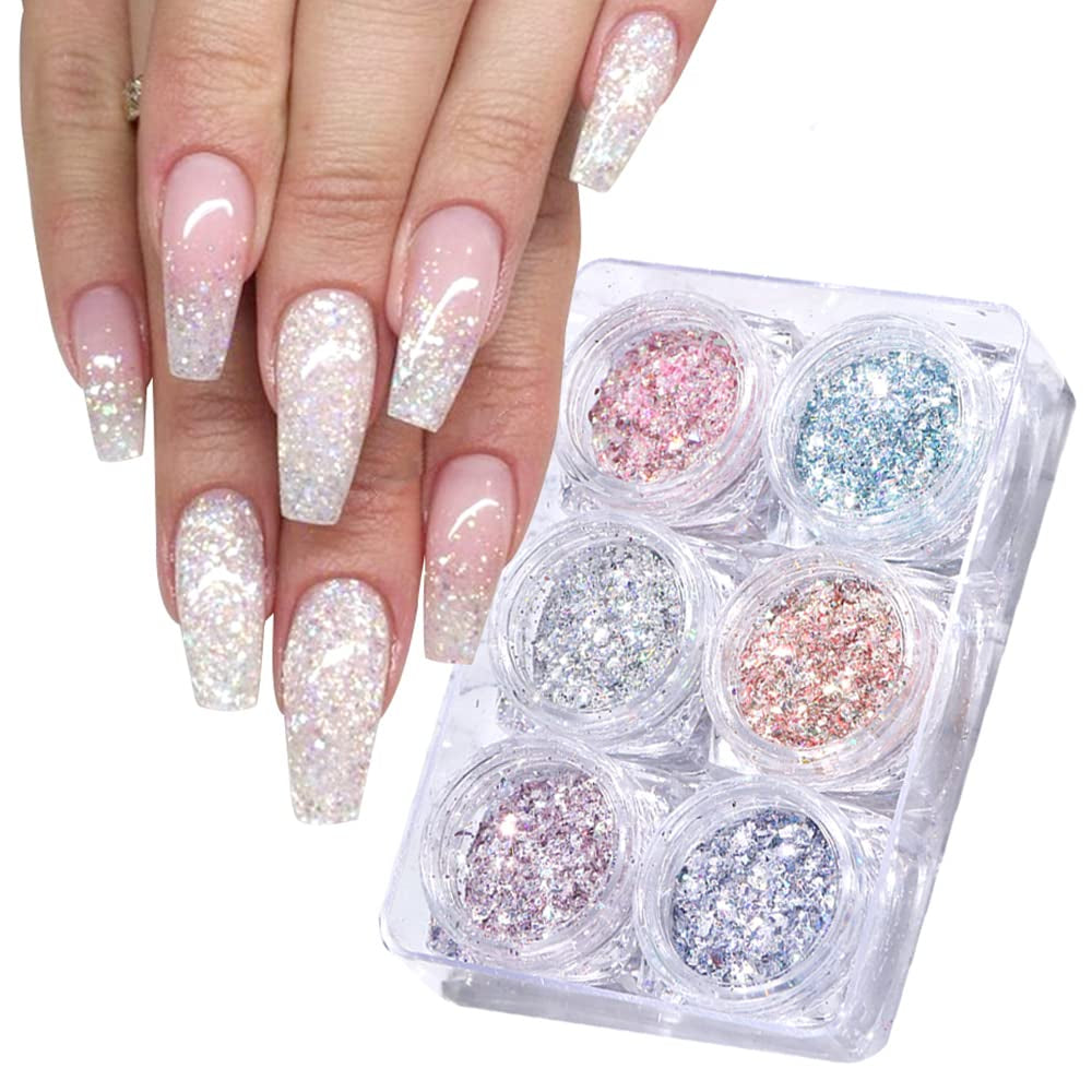 GZSY Nail Art Strasssteine ​​Nagel Perlen Weiß 12Raster Nagel Charms Nageldesign Zubehör Perle Nail Art