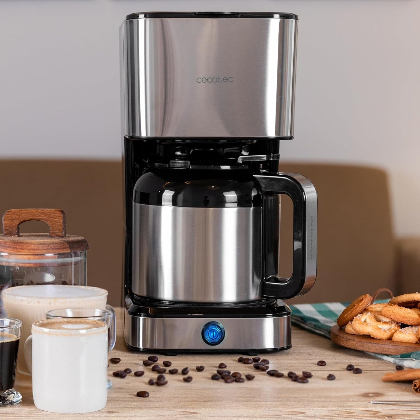 Cecotec Coffee 66 Drop & Thermo dropp kaffebryggare, 950 W, 1,2 L, 10 koppar, ExtremeAroma-teknik, anti-droppfunktion, vattennivåindikator, återanvändbart huvudfilter, överhettningsskydd