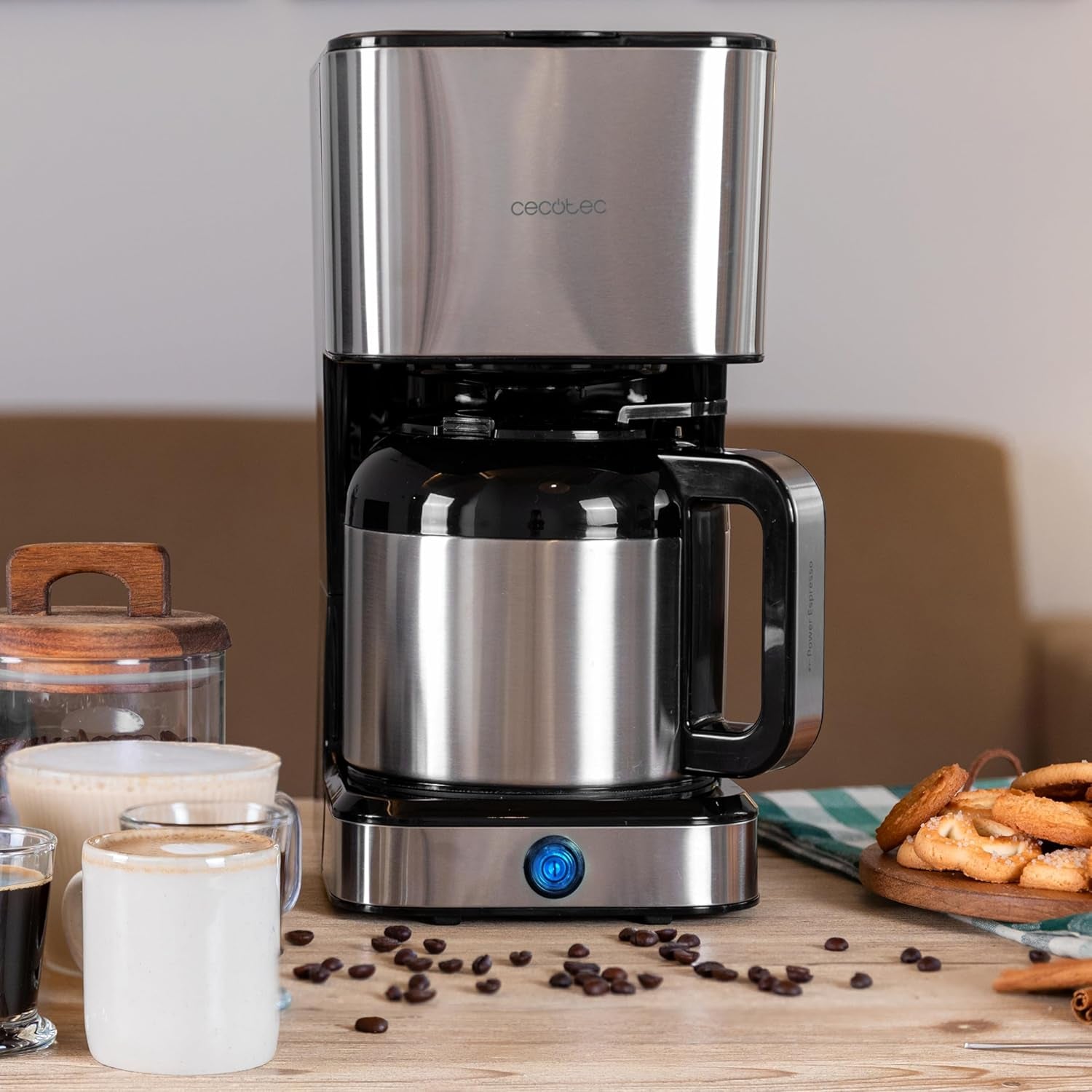 Cecotec Coffee 66 Drop & Thermo dropp kaffebryggare, 950 W, 1,2 L, 10 koppar, ExtremeAroma-teknik, anti-droppfunktion, vattennivåindikator, återanvändbart huvudfilter, överhettningsskydd
