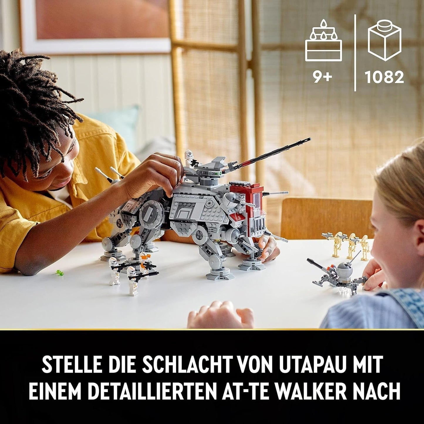 LEGO Star Wars At-Te Walker Mobilleksaksmodell Minifigur Set Inkluderar 3 Clone Troopers, Battle Droider och Dwarf Spider Droid 75337 Byggset Besuche den LEGO-Store