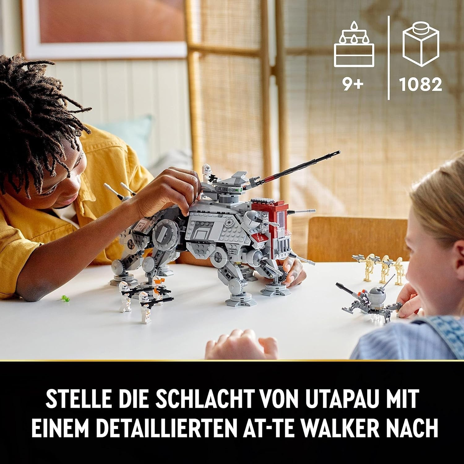 LEGO Star Wars At-Te Walker Mobilleksaksmodell Minifigur Set Inkluderar 3 Clone Troopers, Battle Droider och Dwarf Spider Droid 75337 Byggset Besuche den LEGO-Store